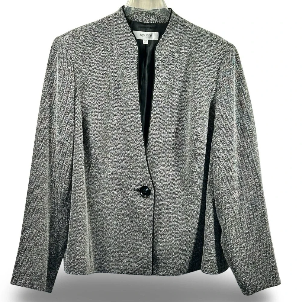 Jones Studio Separates Tweed 1-Button Blazer Plus Size 20W Career Office Neutral